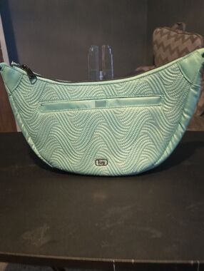 lug Quilted Crescent Shoulder Bag in Mint Green